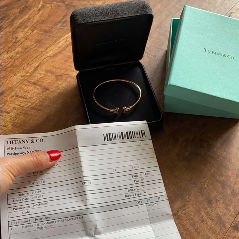 Tiffany diamond t wire bracelet small rose gold